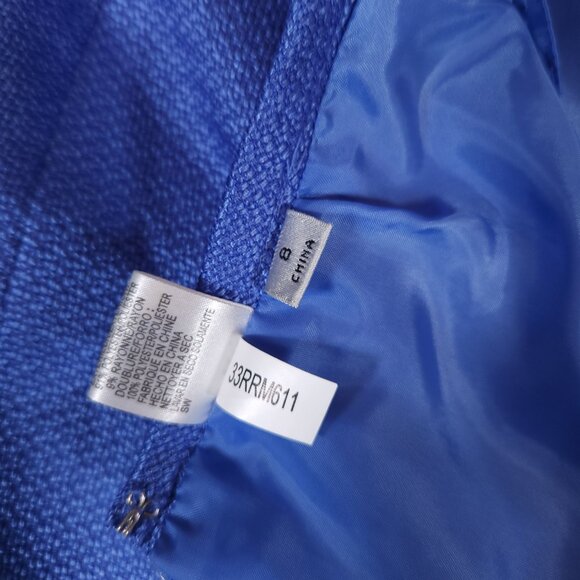 Tahari Arthur Levine Purple Blue Lined Pencil Skirt Womens 8 Rear Zip Pleats - Picture 12 of 14